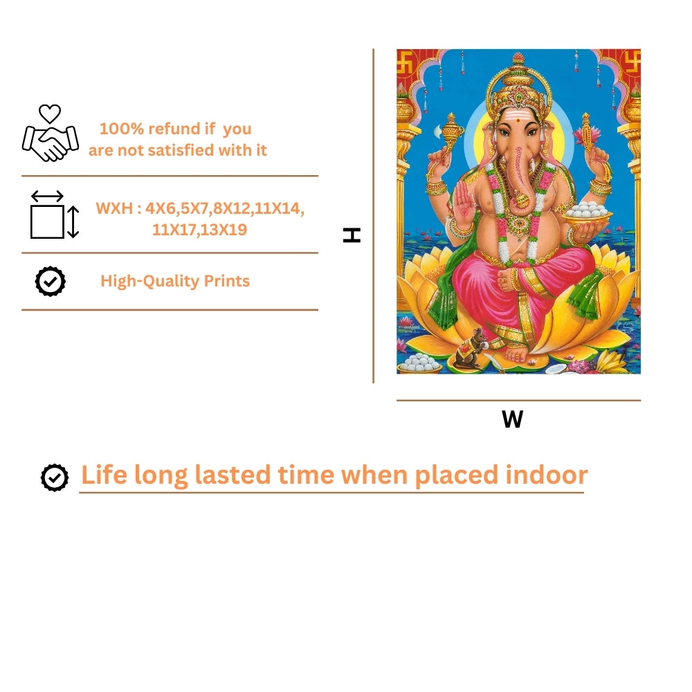 Lord Ganesha Wall Art – Hindu God Photo Frame for Home & Puja Room