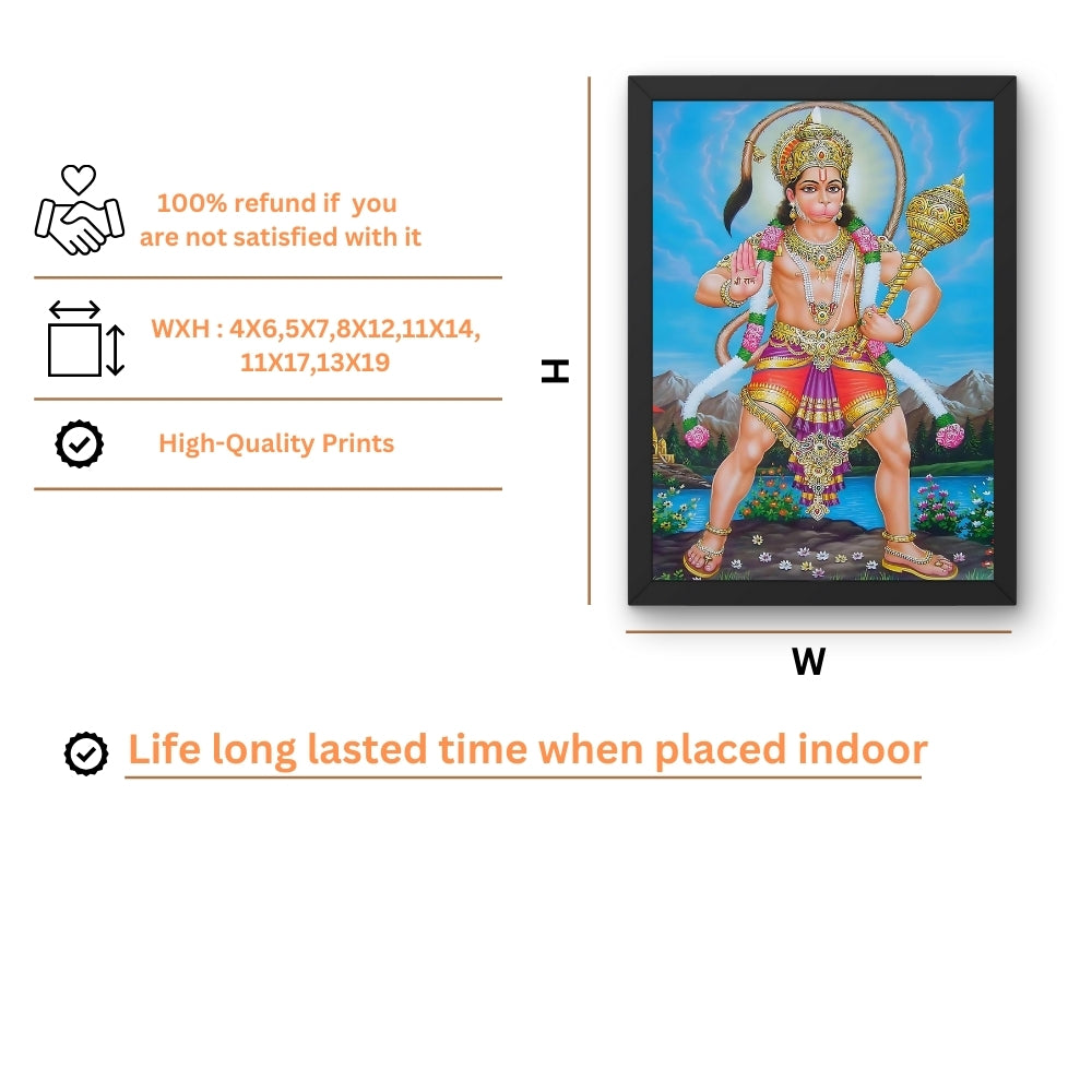 Lord Hanuman Wall Art – Bajrangbali Hanuman Hindu God Photo Frame