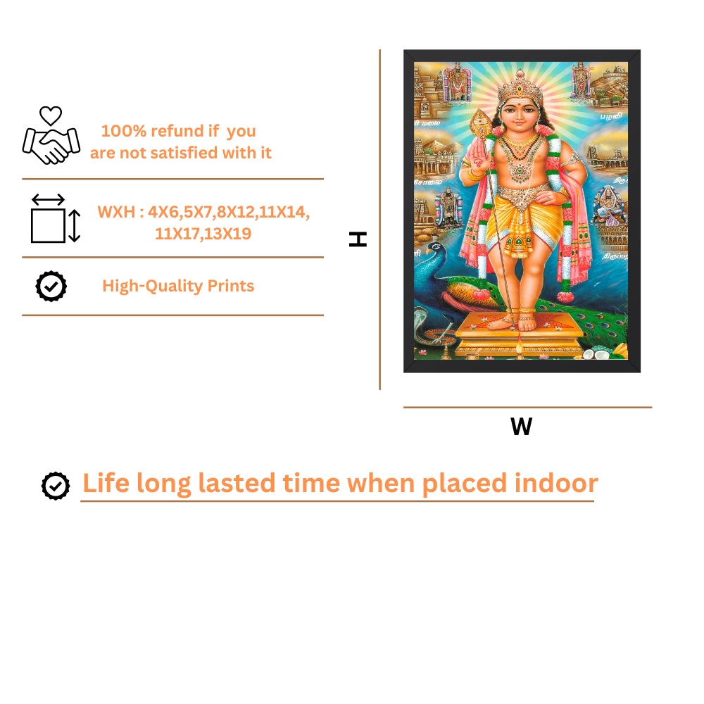 Lord Karthikeya Wall Art – Karthikeya Hindu God Photo Frame