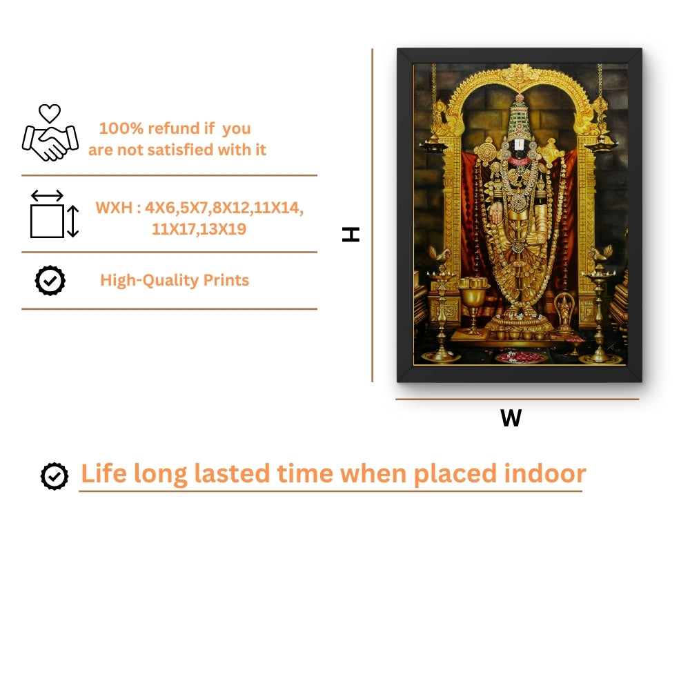 Tirupati Balaji Wall Art – Lord Venkateswara Hindu God Photo Frame