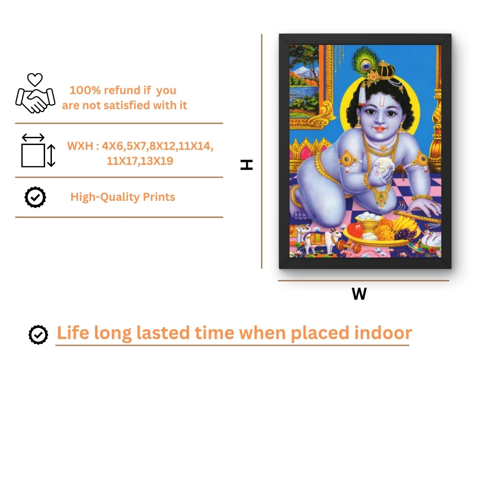 Bal Krishna Wall Art – Baby Krishna Hindu God Photo Frame