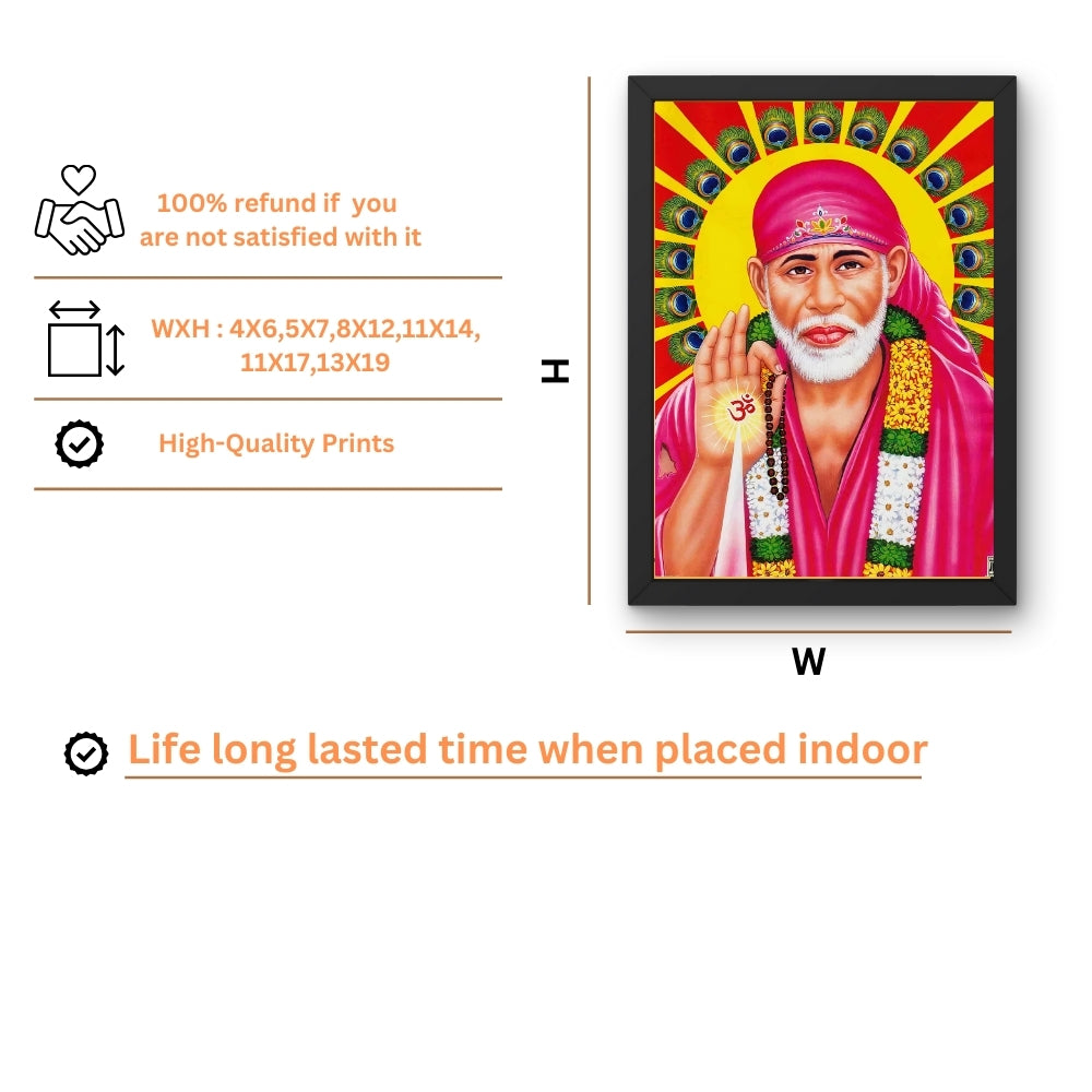 Shirdi Sai Baba Wall Art – Sai Baba Hindu Spiritual God Photo Frame