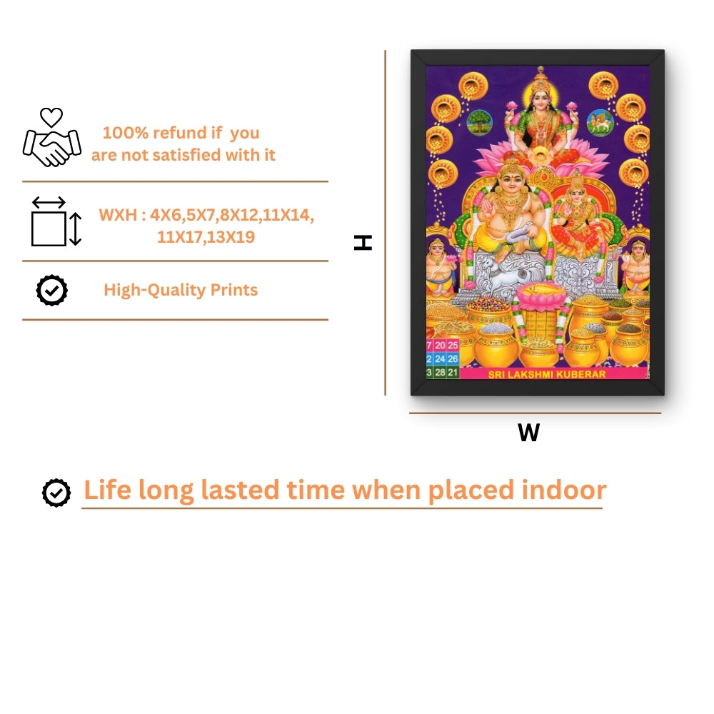 Lord Kubera wall art-Kubera with with Laxmi photo frame