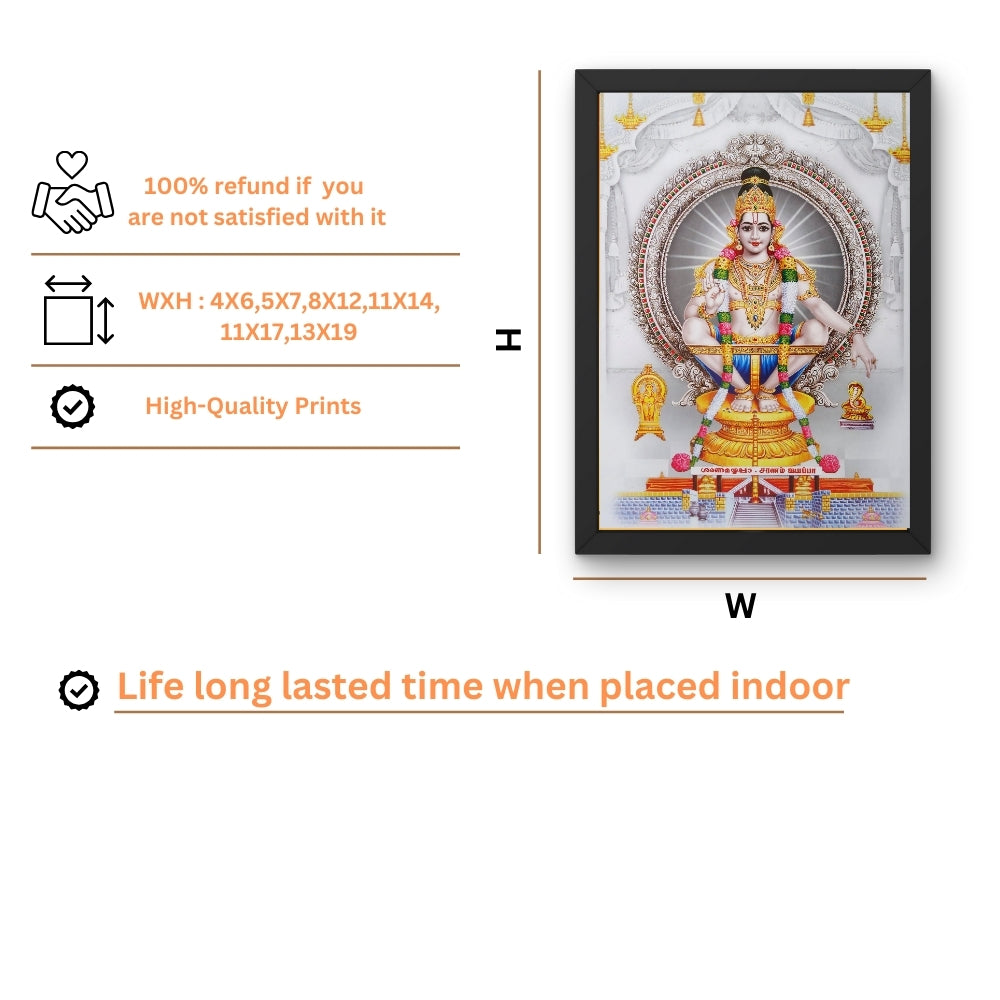 Lord Ayyappa Wall Art – Swami Ayyappan Hindu God Photo Frame