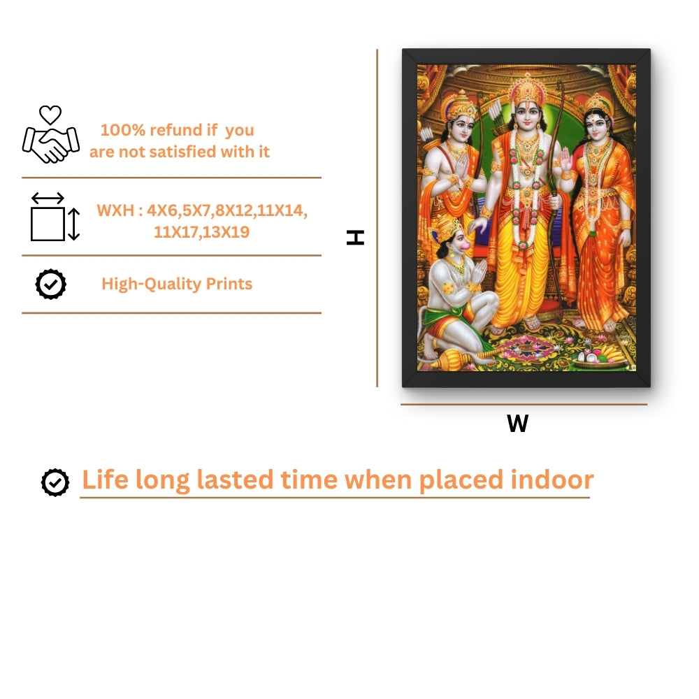 Lord Rama sita wall art-Goddess sita with rama and laxmana and Hanuma photo frame