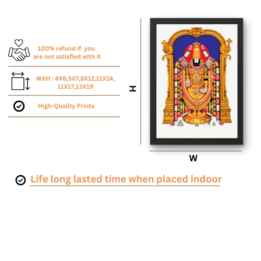 Lord Venkateshwara Wall Art - Venkateshwaraswamy Hindu God Photo Frame