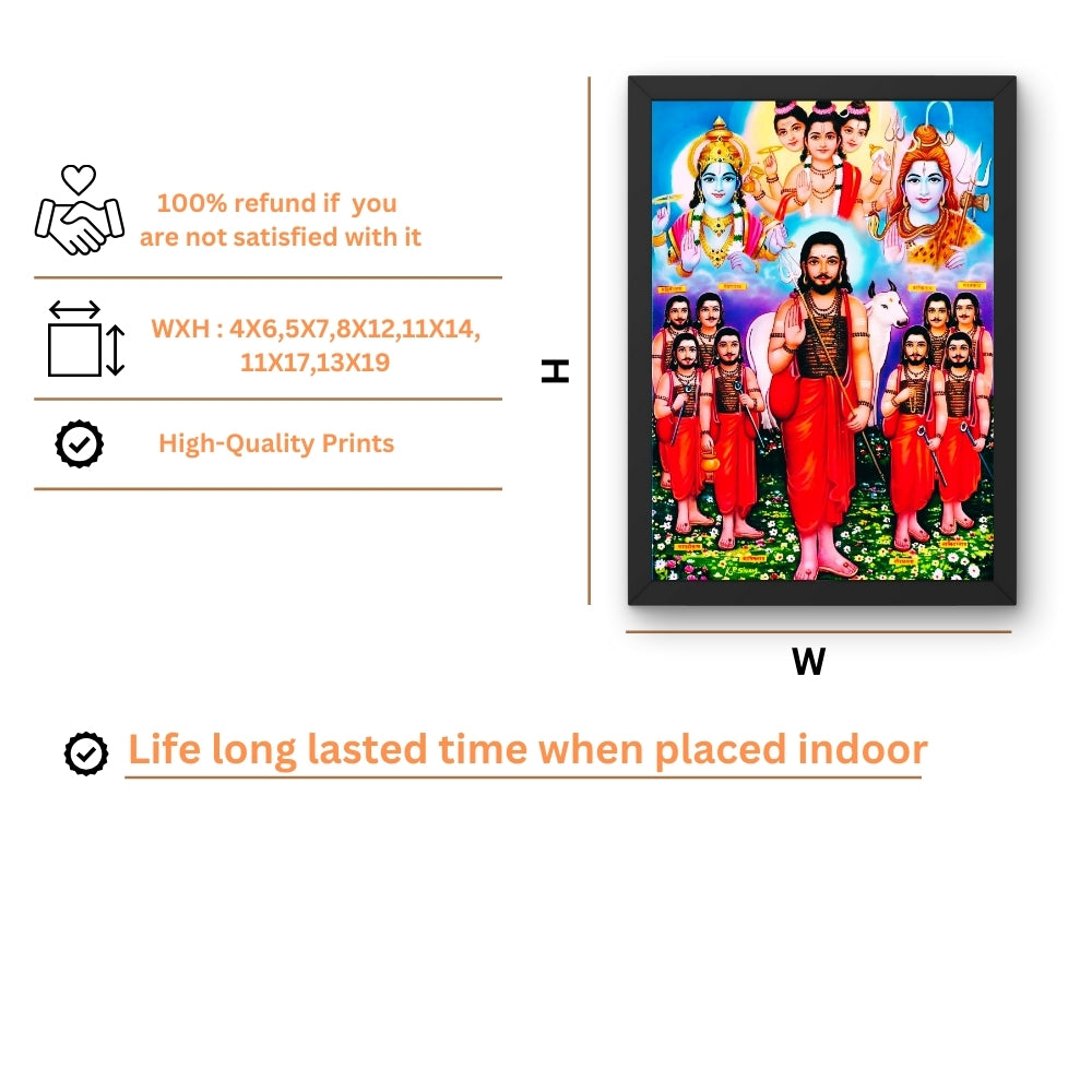 Dattatreya Wall Art – Lord Dattatreya with Six Disciples Hindu God