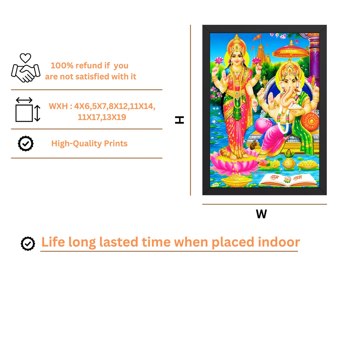 Lord Laxmi Ganapthi wall art-Goddess Laxmi ganapthi god frame