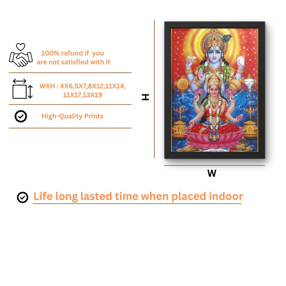 Lakshmi Vishnu Wall Art – Goddess Lakshmi and Lord Vishnu Hindu God Photo Frame