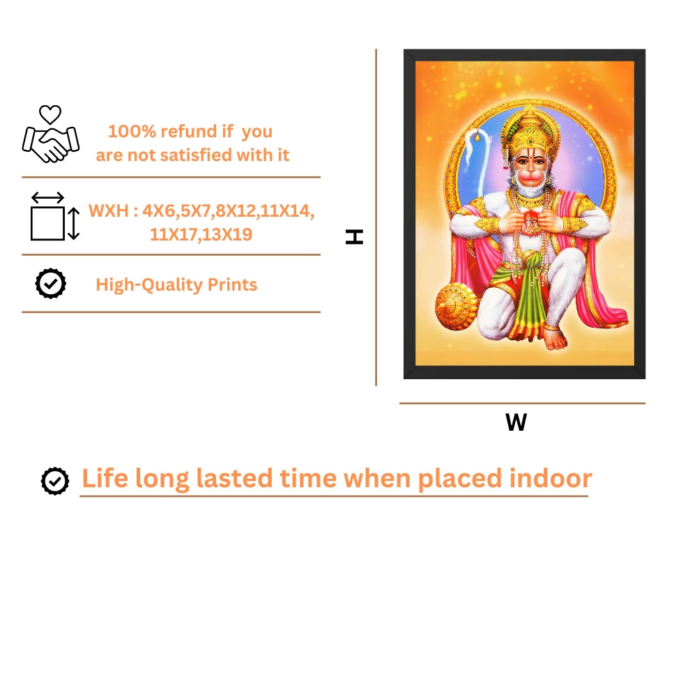 Lord Hanuman Wall Art – Bajrangbali Hanuman Hindu God Photo Frame