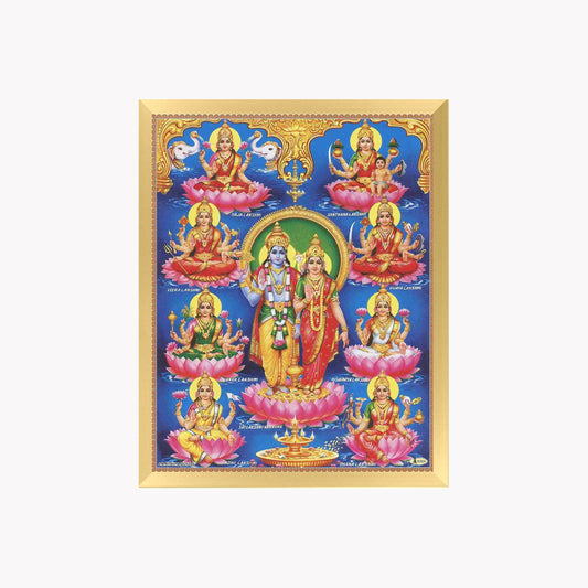 Goddess Lakshmi Wall Art – Ashtalakshmi Hindu God Photo Frame for Home & Puja Room