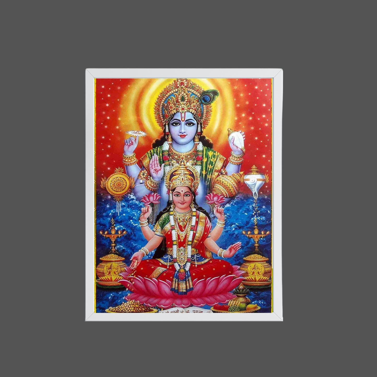 Lakshmi Vishnu Wall Art – Goddess Lakshmi and Lord Vishnu Hindu God Photo Frame