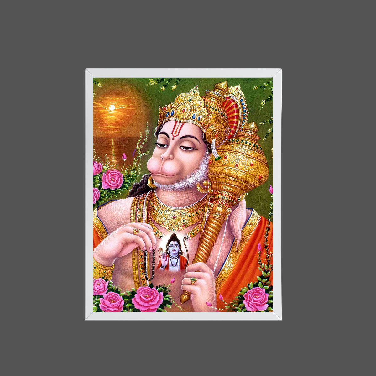 Lord Hanuman Wall Art – Devotional Hindu God Hanuman Photo Frame