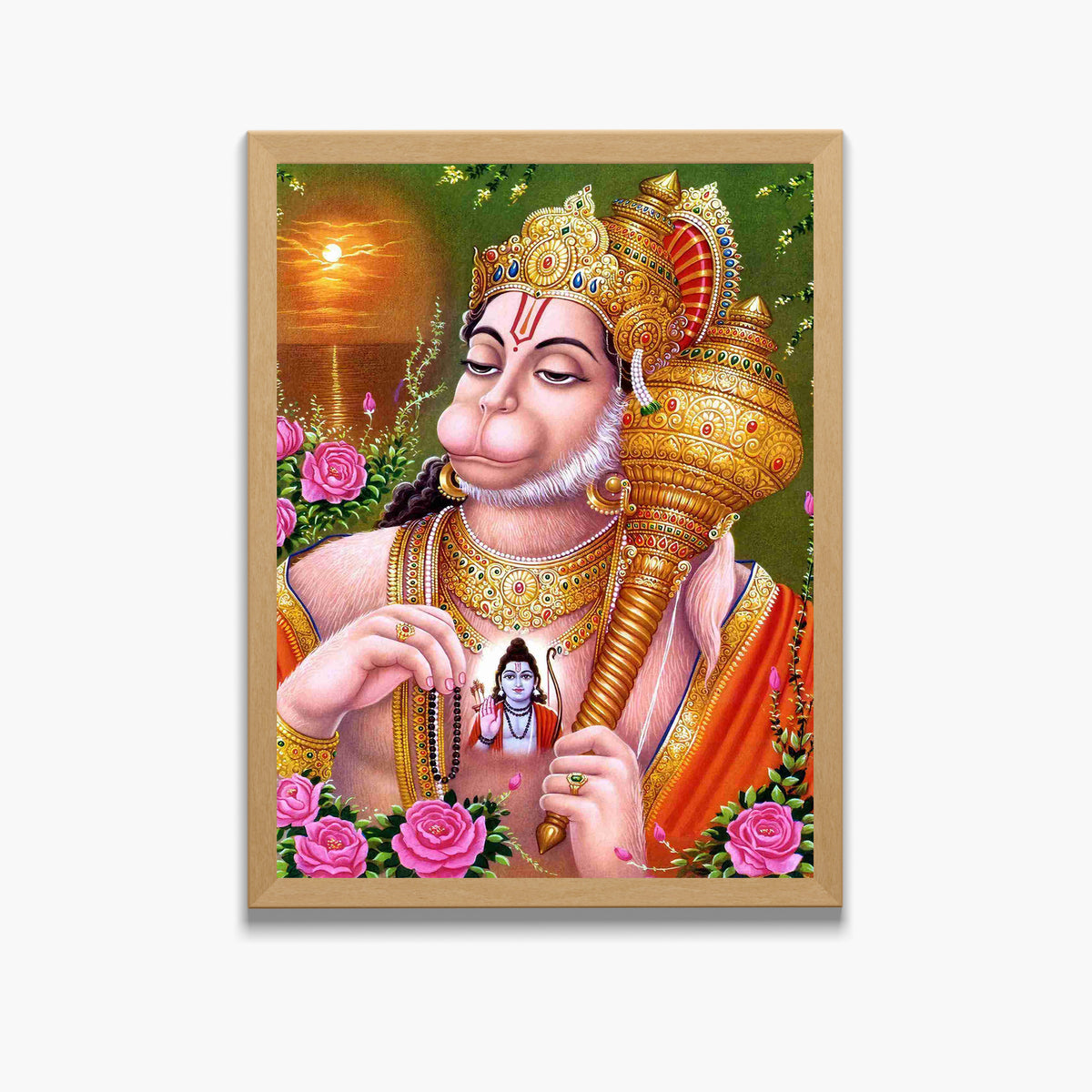 Lord Hanuman Wall Art – Devotional Hindu God Hanuman Photo Frame