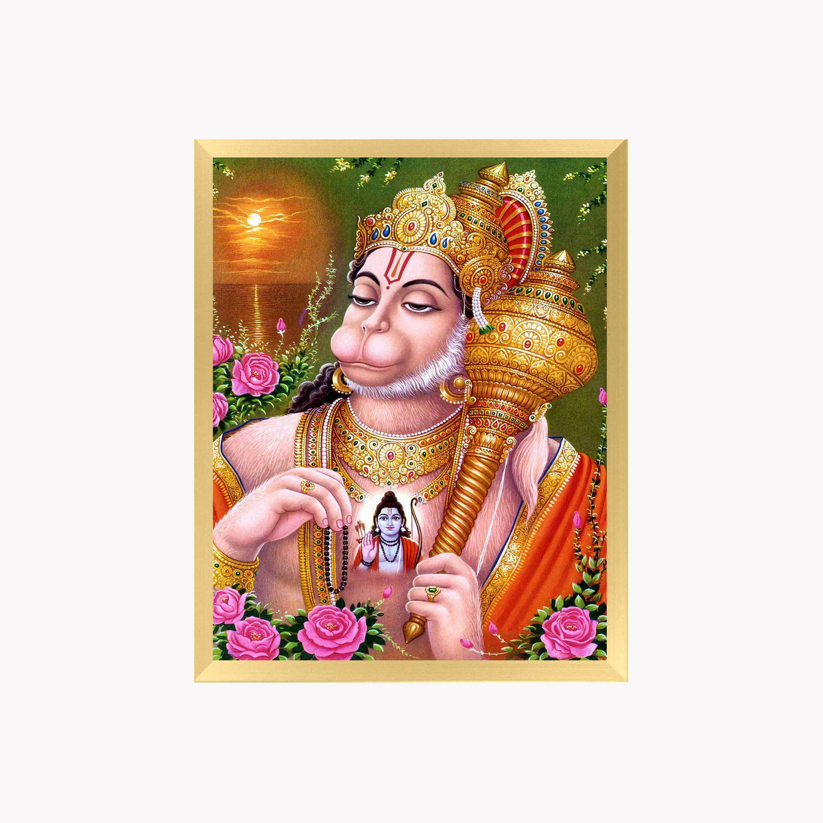 Lord Hanuman Wall Art – Devotional Hindu God Hanuman Photo Frame