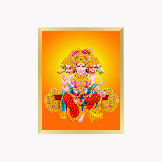 Panchmukhi Hanuman Wall Art – Five-Faced Lord Hanuman Hindu God Framed Photo