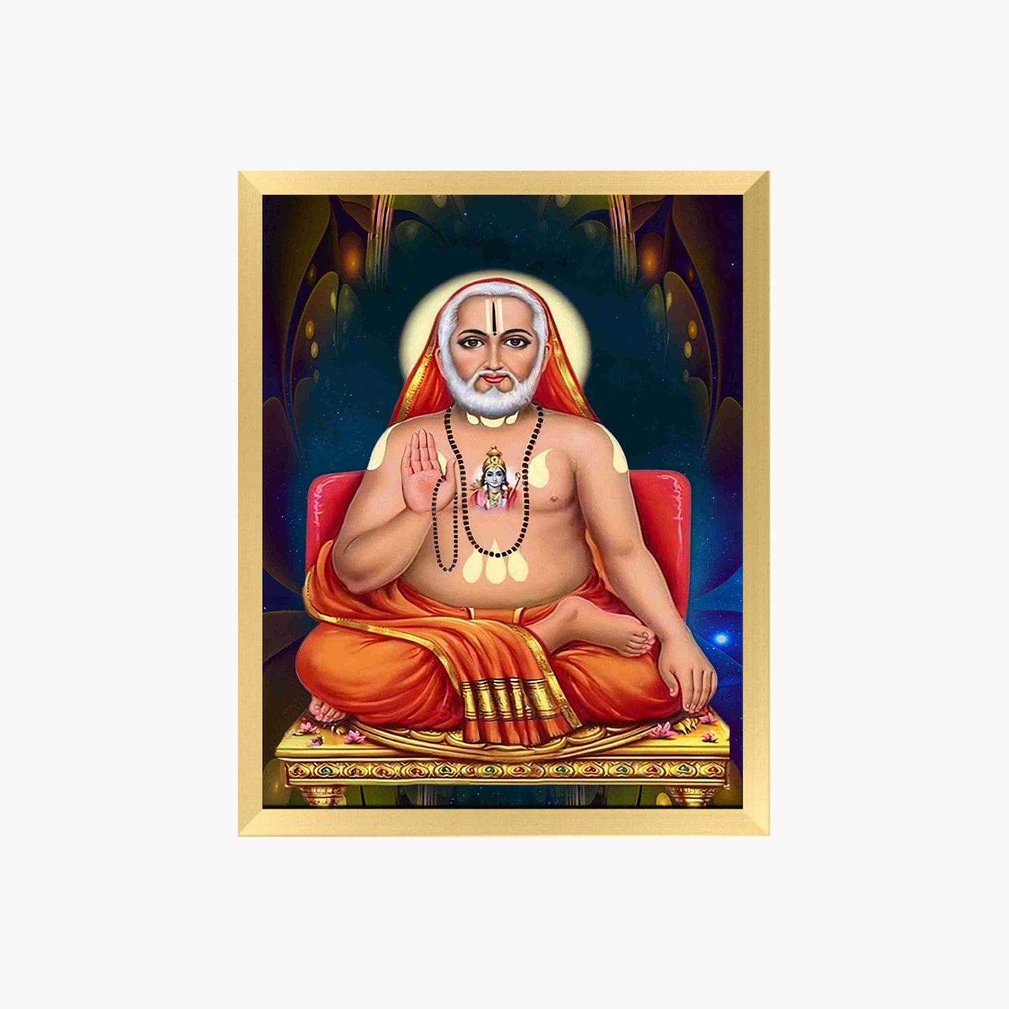 Sri Raghavendra Swamy Wall Art – Hindu Saint Spiritual Guru Photo Frame for Home & Puja Room