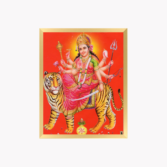 Goddess Durga Wall Art – Maa Durga Riding Tiger Hindu Goddess Photo Frame