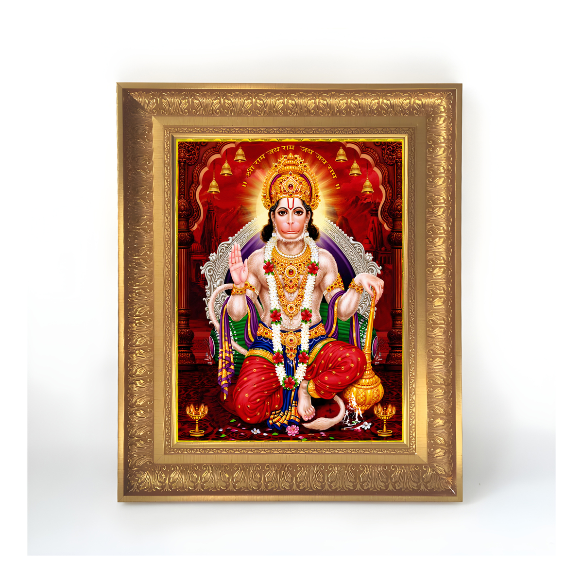 Premium Lord Hanuman Wall Art – Bajrangbali Hanuman Hindu God Photo Frame