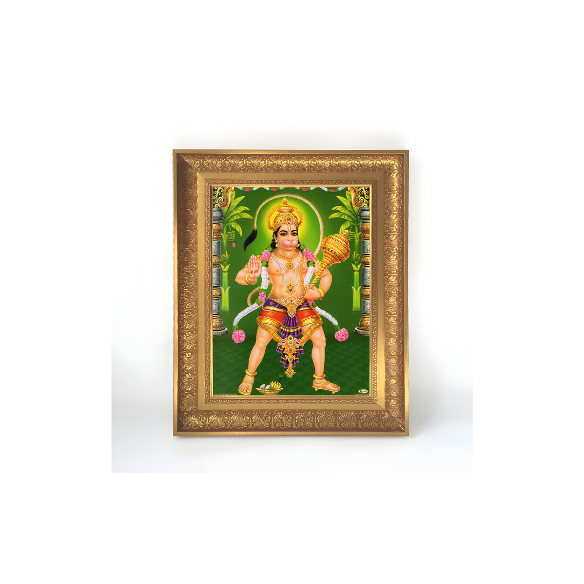 Premium Hanuman Wall Art – Lord Hanuman with Gada Hindu God Photo Frame