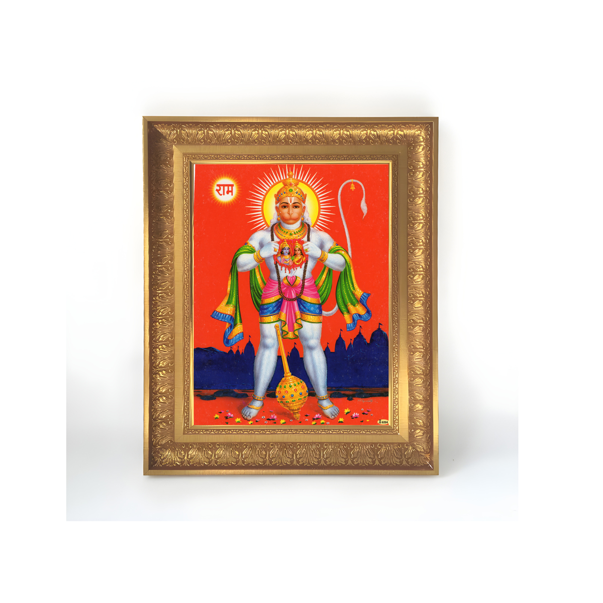 Premium Lord Hanuman Wall Art – Hanuman Showing Lord Rama and Goddess Sita in His Heart Hindu God Photo Frame
