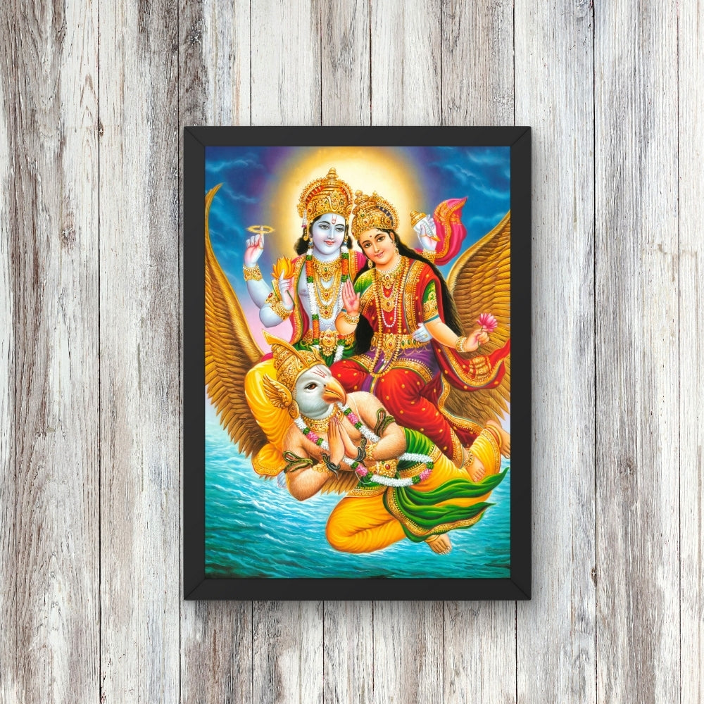 Lord Vishnu and Goddess Laxmi wall art-Sri vishnu with maa Laxmi Hindu God Frame