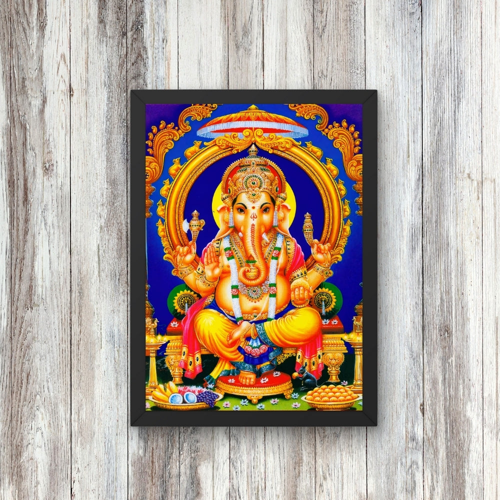 Lord Ganesha Wall Art – Hindu God Ganesha Traditional Devotional Photo Frame