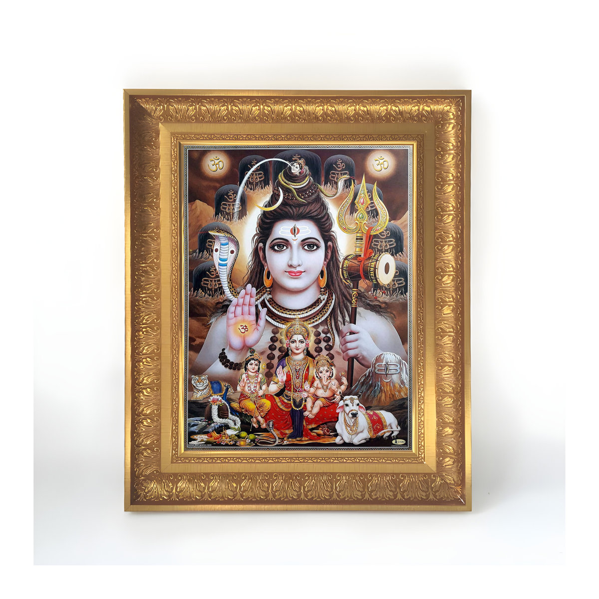 Premium Lord Shiva Parivar Wall Art – Shiva Family Hindu God Photo Frame | Mahadev, Parvati, Ganesha & Kartikeya Spiritual Home Décor