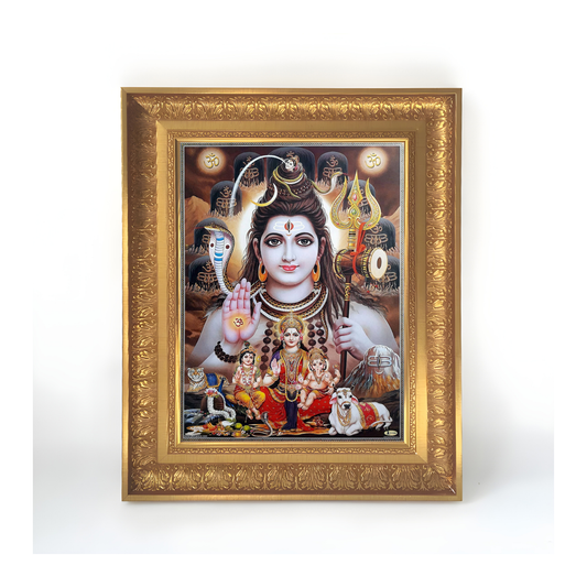 Premium Lord Shiva Parivar Wall Art – Shiva Family Hindu God Photo Frame | Mahadev, Parvati, Ganesha & Kartikeya Spiritual Home Décor