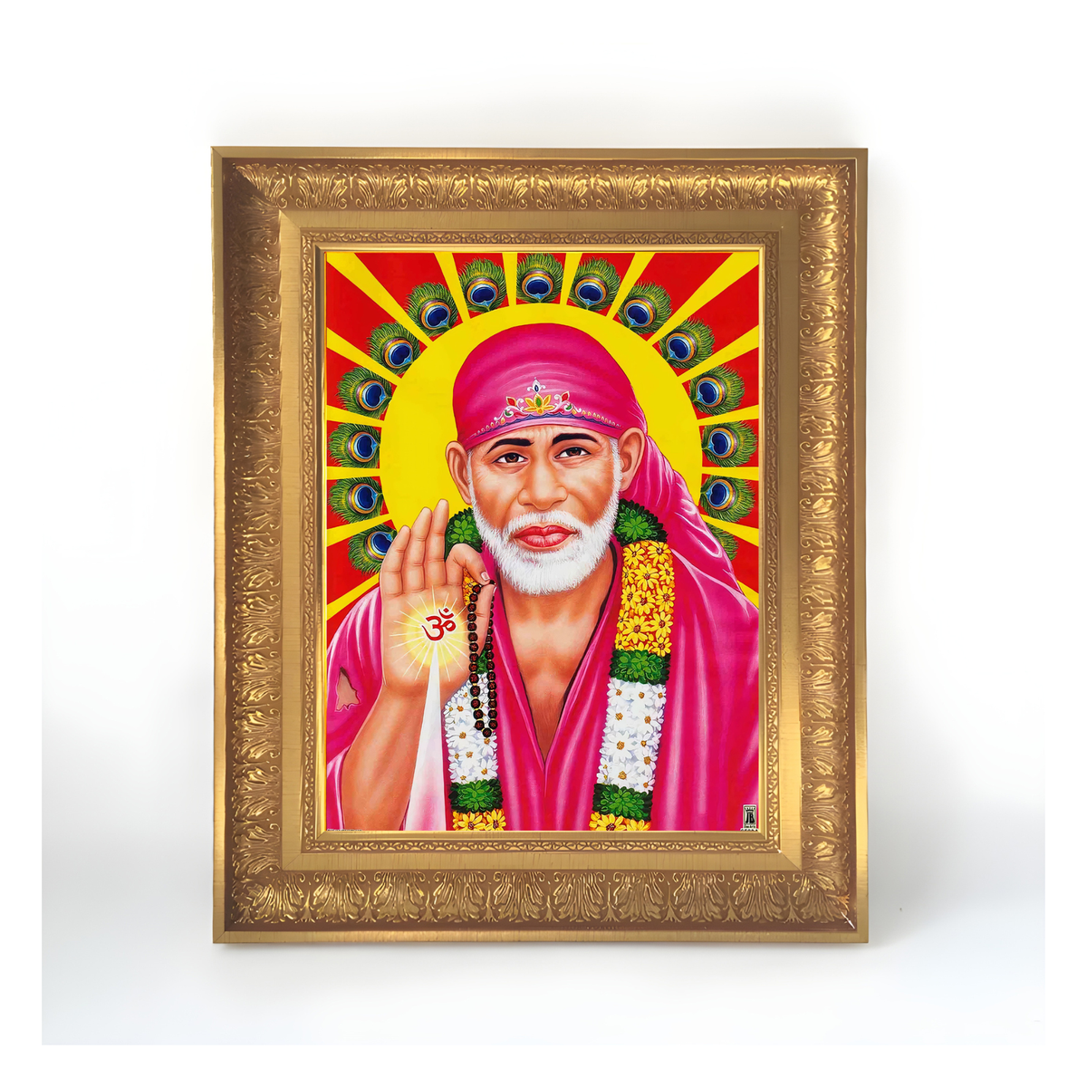 Premium Shirdi Sai Baba Wall Art – Sai Baba Blessings Spiritual Hindu God Photo Frame