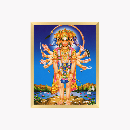 Panchmukhi Hanuman Wall Art – Five-Faced Lord Hanuman Hindu God Photo Frame