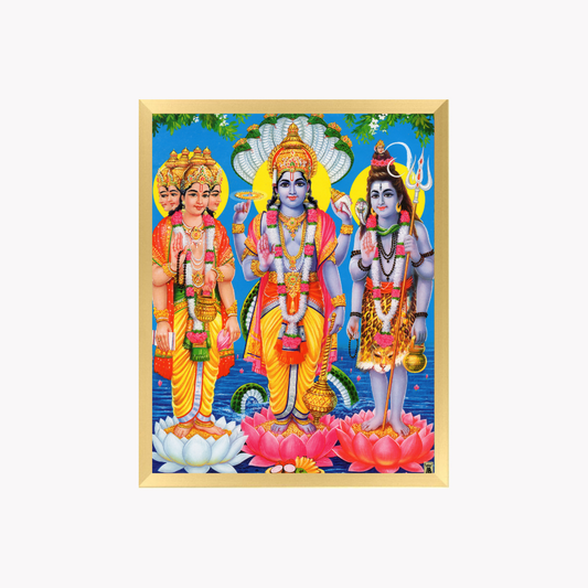 Trimurti Wall Art – Lord Brahma, Vishnu and Shiva Hindu Gods Photo Frame