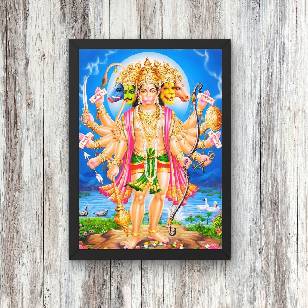 Lord Panchamukhi Hanuman wall art- Panchamukhi hanuman god frame