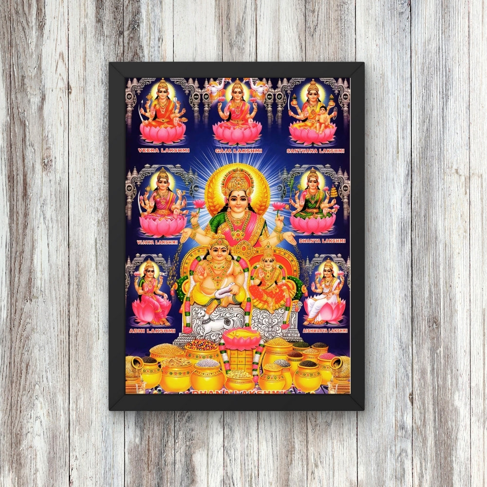 Lord Kubera wall art-God Kubera with Ashtalaxmi photo frame