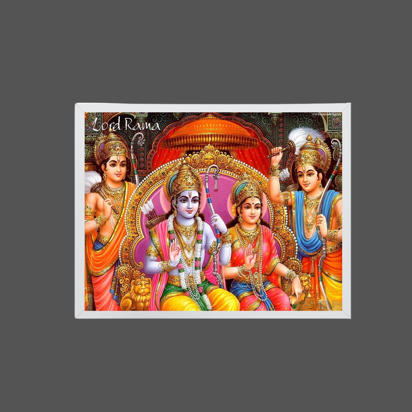 Lord Rama & Sita Wall Art – Shri Ram Darbar with Lakshman Hindu God Photo Frame