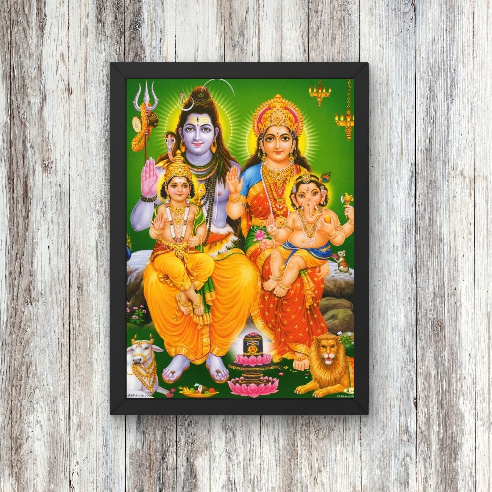 Lord Shiva Family wall art- Shiva with parwathi ,ganapthi and karthikeya photo frame