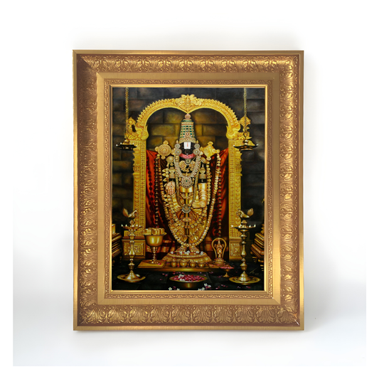 Premium Lord Venkateswara Wall Art – Tirupati Balaji Hindu God Temple Photo Frame