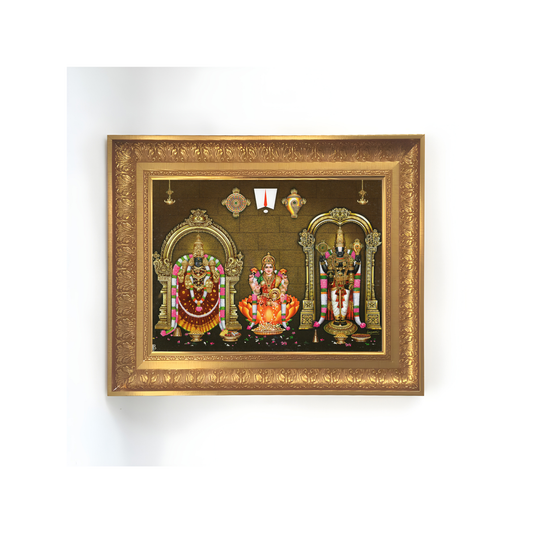 Premium Lord Venkateswara with Goddess Lakshmi Wall Art – Tirupati Balaji Hindu God Photo Frame for Prosperity & Blessings