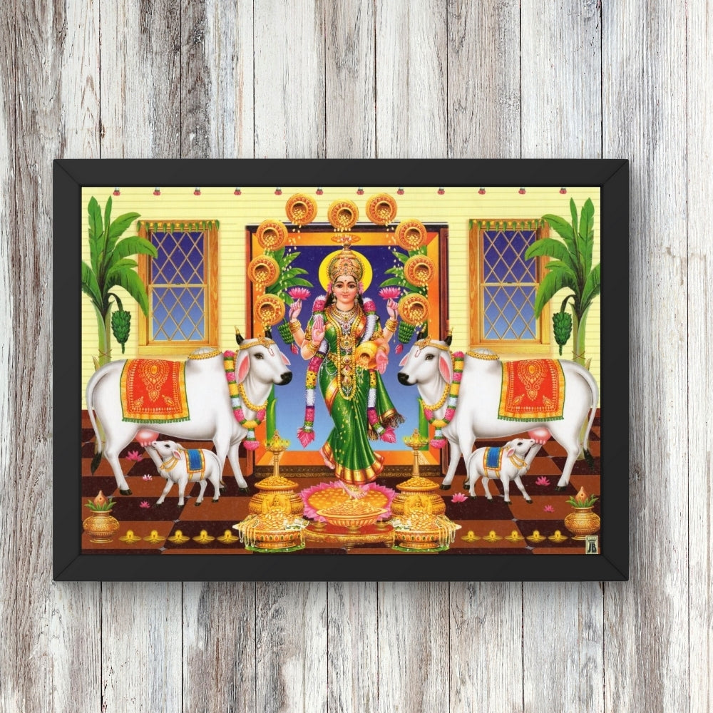 Goddess Laxmi with cow wall art- Maa Laxmi photo frame