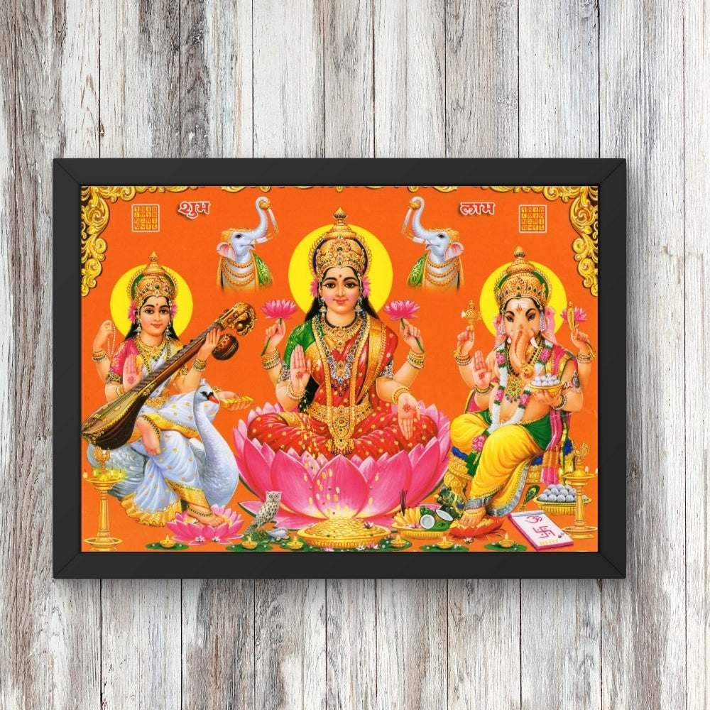 Lord Ganpathi sarswathi laxmi wall art-Goddes Laxmi saraswathi and Gnapathi photo frame