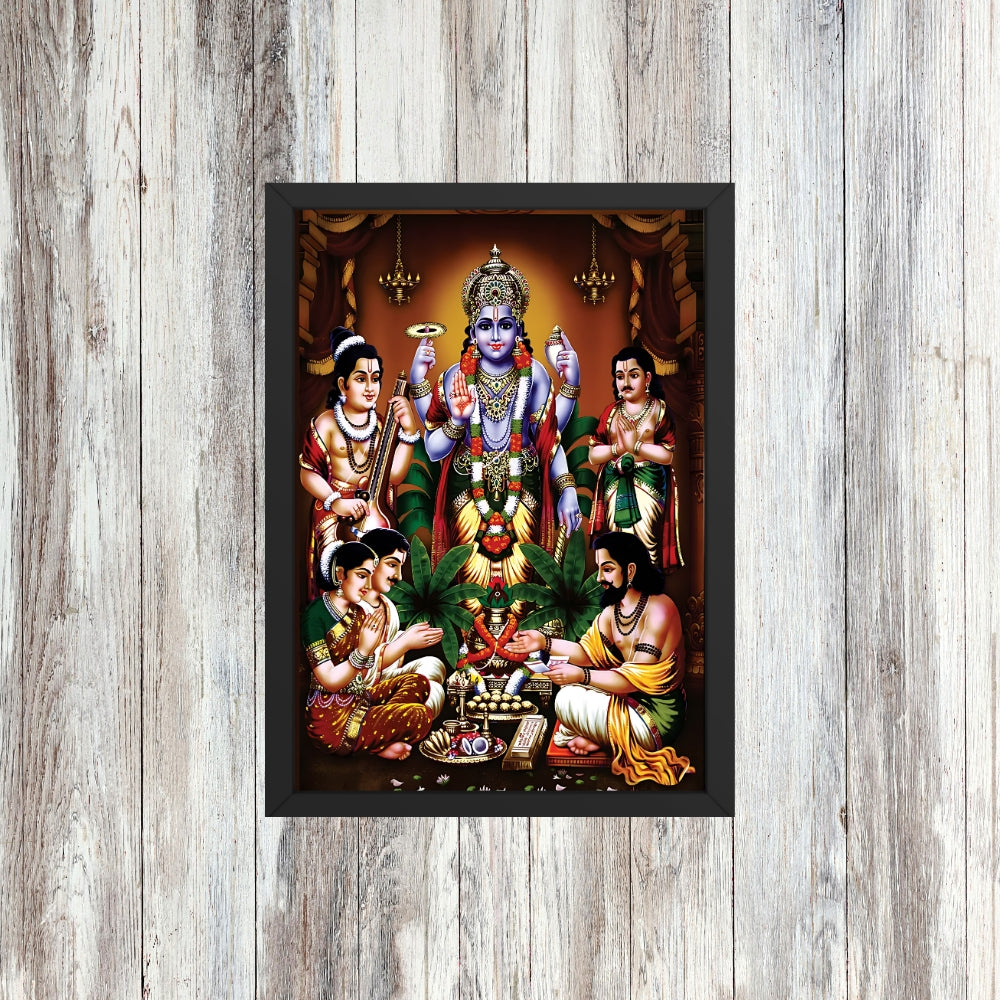 Lord Sri SatyanarayanaSwamy wall art-  Satyanarayana Swamy Hindu God Photo Frame