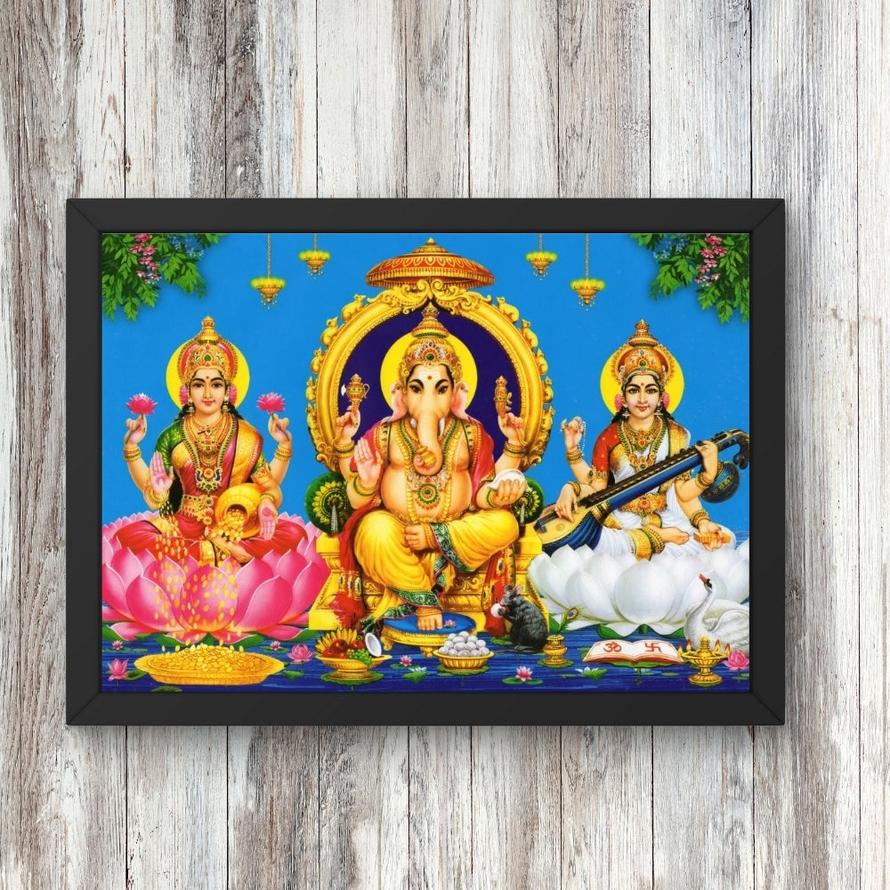 Lord Ganpathi laxmi sarswathi wall art-Goddess saraswathi laxmi and Ganapthi photo frame