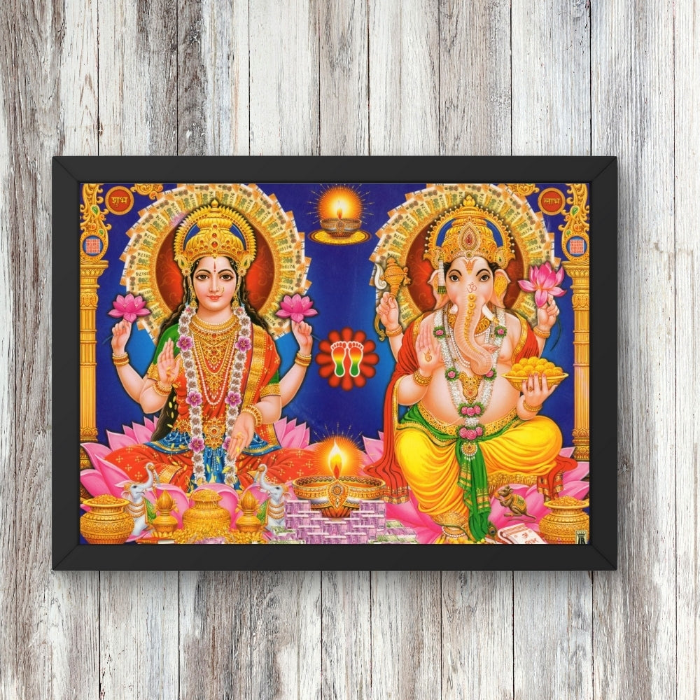 Goddess Laxmi ganpathi wall art- Lord Ganpathi with Maa Laxmi photo frame