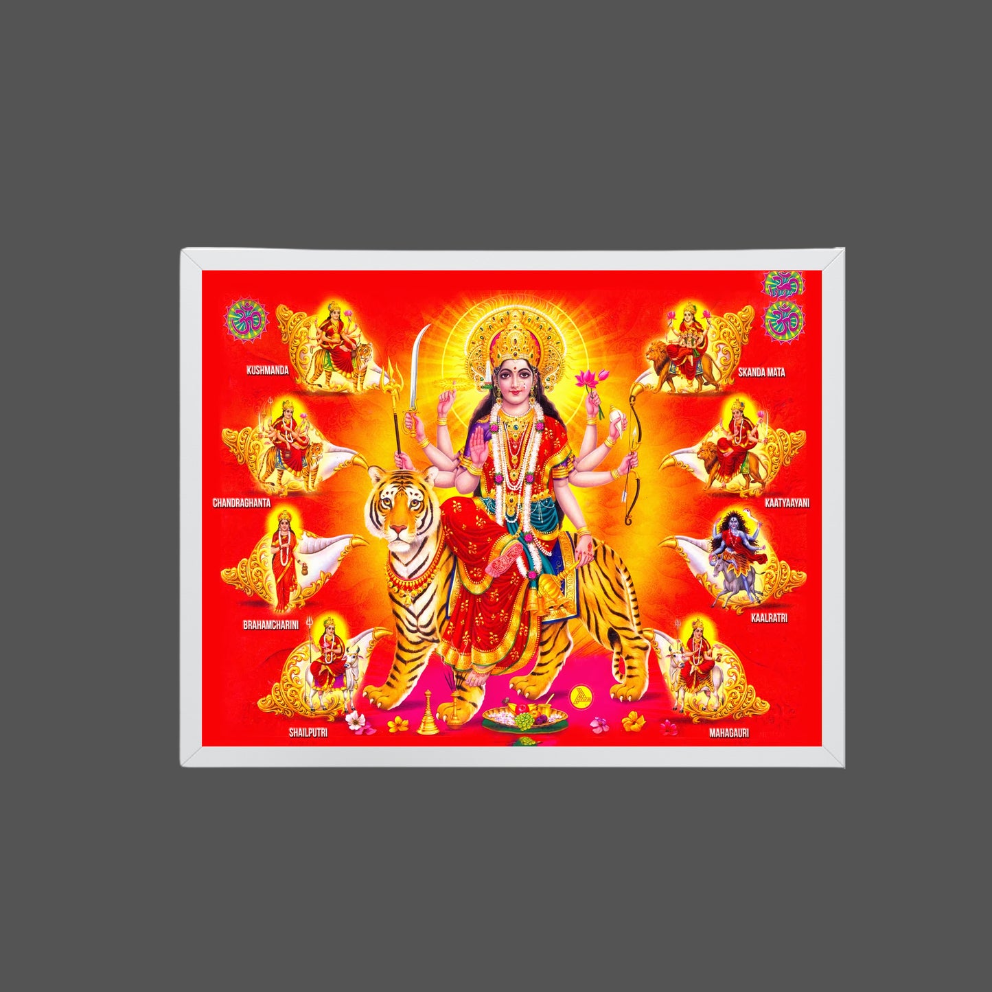 Navadurga Wall Art – Goddess Durga with Nine Forms Hindu Goddess Photo Frame