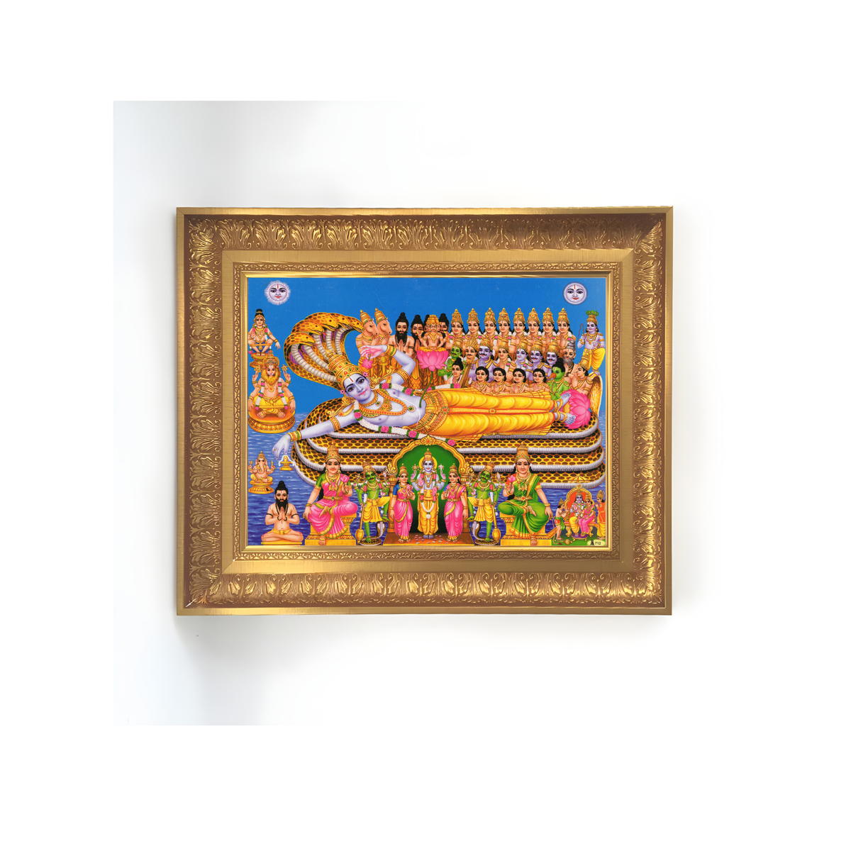Premium Lord Vishnu Wall Art – Anant Shayan Vishnu Hindu God Photo Frame