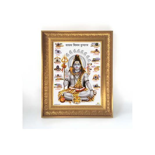 Premium Lord Shiva 12 Jyotirlinga Wall Art – Mahadev Hindu God Religious Photo Frame