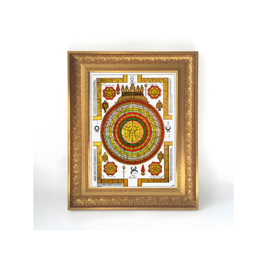 Premium Sri Yantra Wall Art – Sri Chakra Sacred Yantra Hindu Spiritual Devotional Photo Frame