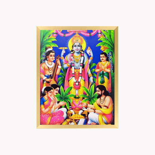 Sri Satyanarayana Swamy Wall Art – Lord Vishnu Devotional Puja Photo Frame