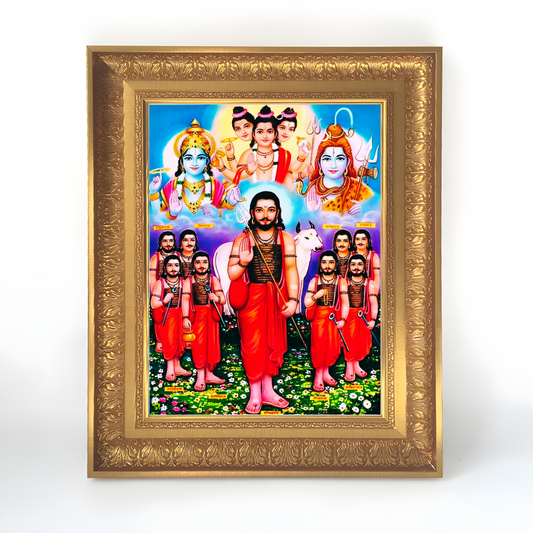 Premium Navnath Maharaj Wall Art – Hindu God with Divine Trinity Photo Frame