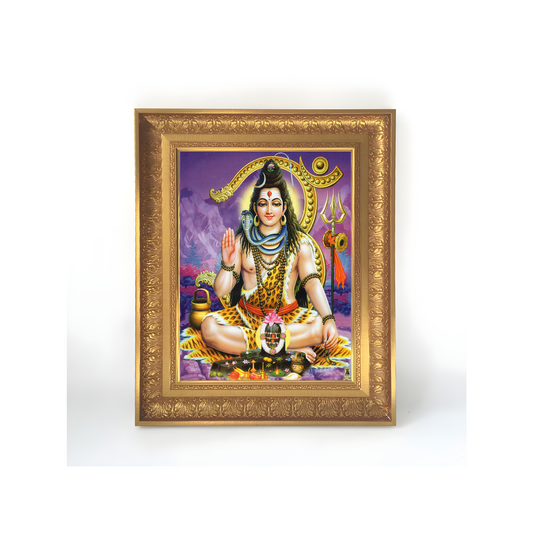 Premium Lord Shiva Wall Art – Mahadev Shiva with Shiva Lingam Hindu God Photo Frame